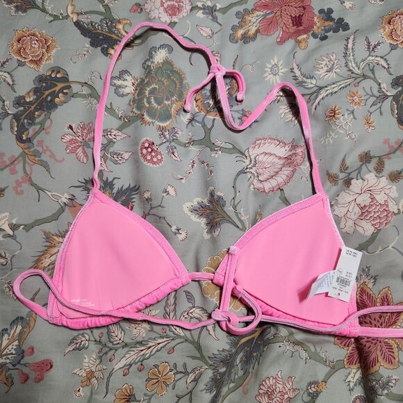 Aerie Triangle Velvet Bikini Top Pink Size Medium New With Tags - Picture 4 of 6